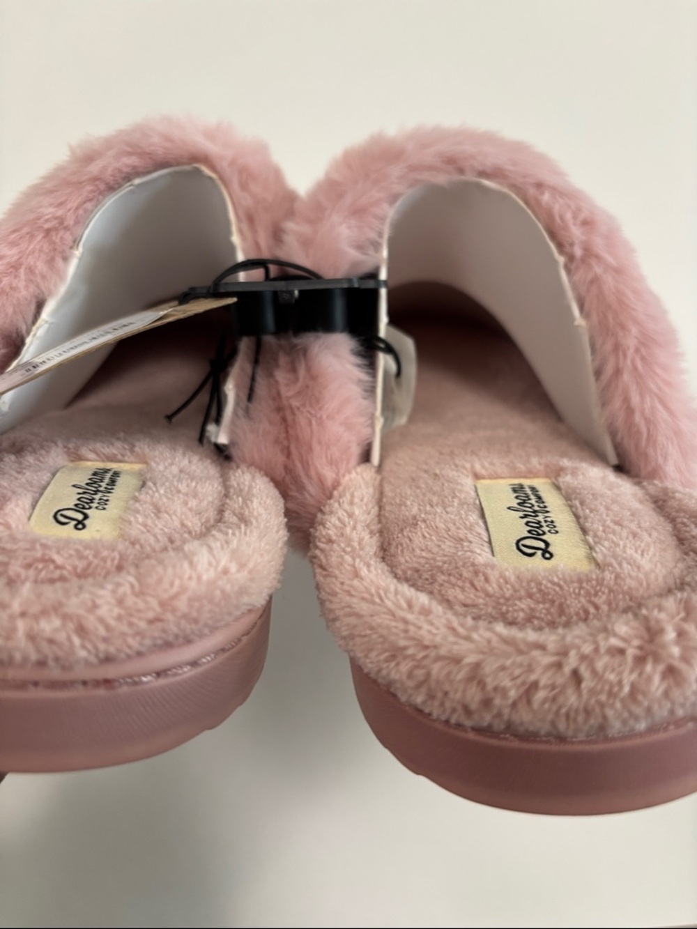 dearfoams Pink Leopard Plush Cuff Memory Foam Slippers - Picture 5 of 8